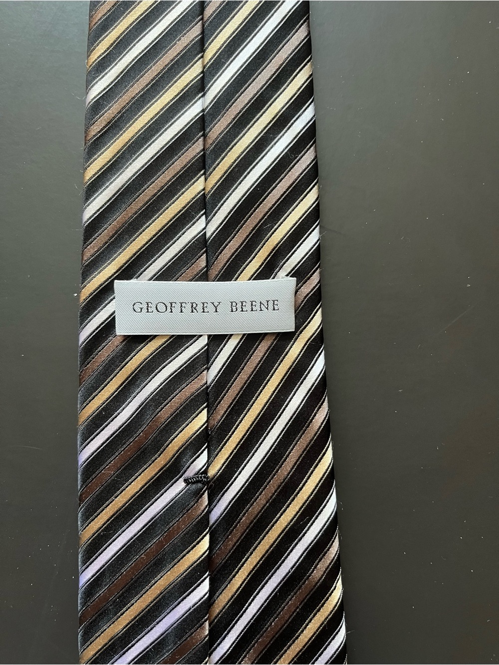 Geoffrey Beene Striped Silk Tie in Brown, Gold and Black